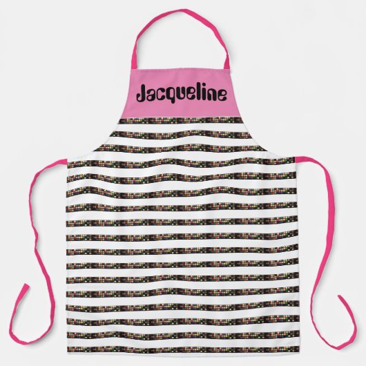 Volles weibliches farbenfrohes, spielerisches Nähd Schürze (Vorderseite)