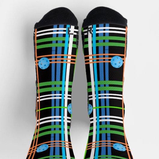 Volley or Rally Pickleball Plaid - Black and Blue Socken (Oben)