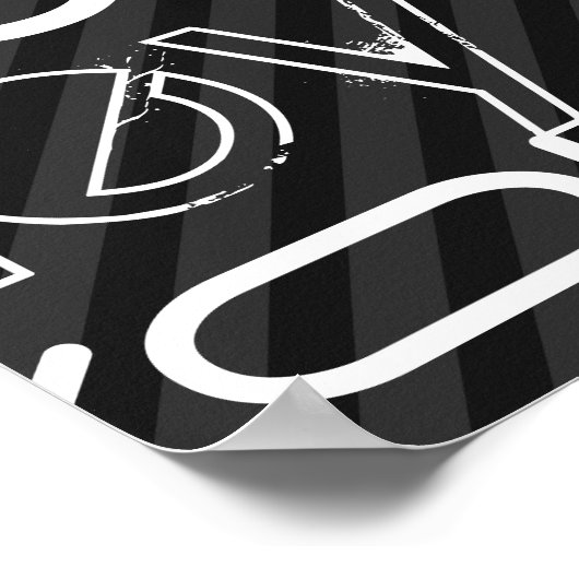 Volley; Schwarz & Dunkelgrau Streifen Poster (Ecke)