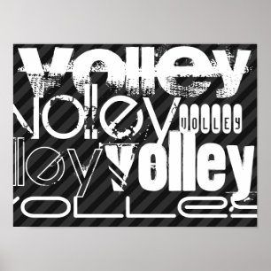 Volley; Schwarz & Dunkelgrau Streifen Poster