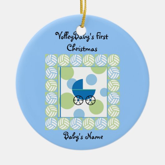 VolleyBabys erste Weihnachtsblau-Verzierung Keramik Ornament (Vorne)