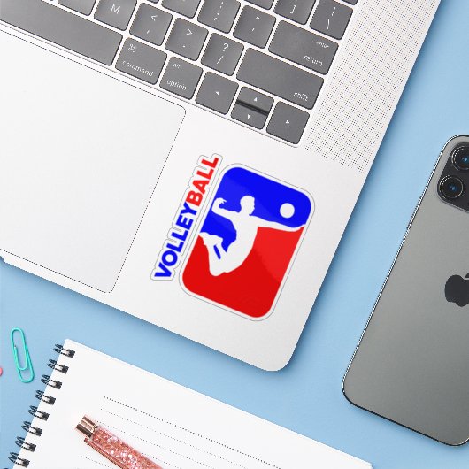 Volleyball | 3"x 3"- glänzend transparent aufkleber (Laptop mit iPhone)
