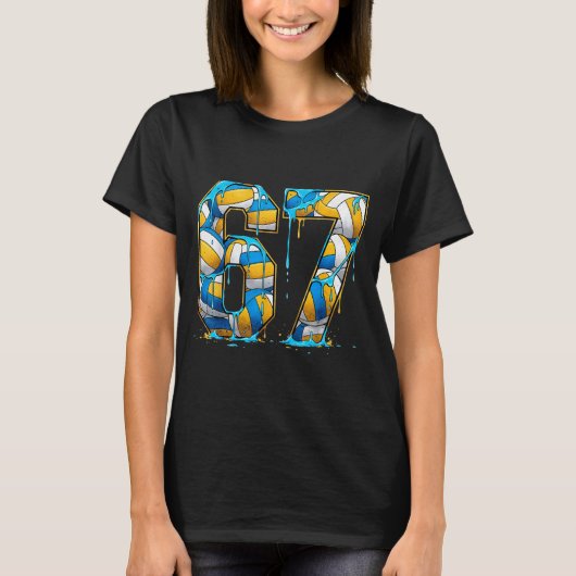 Volleyball 67 Six Seven Srt Funny Gen Alpha Z Meme T-Shirt (Vorderseite)