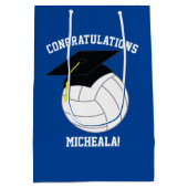 Volleyball Abschluss Blue Mittlere Geschenktüte (Rückseite)