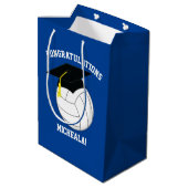 Volleyball Abschluss Blue Mittlere Geschenktüte (Rückseite Schrägansicht)
