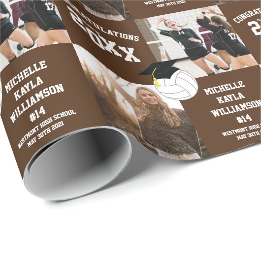 Volleyball Abschluss Brown Geschenkpapier (Rolleneckpunkt)