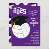 Volleyball Abschluss Sport Lila Einladung (Vorne/Hinten)