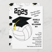 Volleyball Abschluss Sport Schwarz-weiß Einladung (Vorne/Hinten)