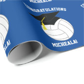 Volleyball Abschluss Sportblau Geschenkpapier (Rolleneckpunkt)