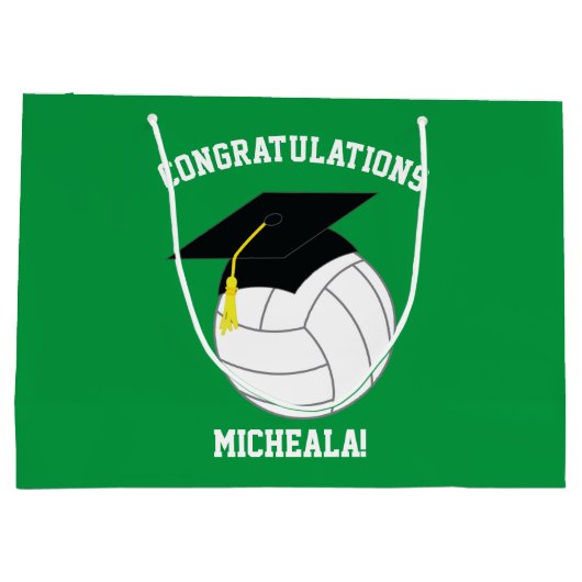 Volleyball Abschluss Sportgrün Große Geschenktüte (Rückseite)