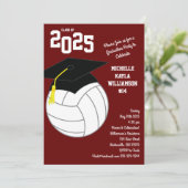 Volleyball Abschluss Sportmaroon Einladung (Stehend Vorderseite)