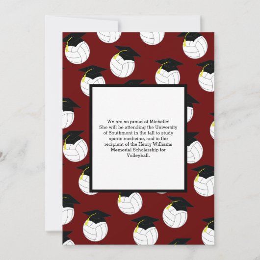 Volleyball Abschluss Sportmaroon Einladung (Rückseite)