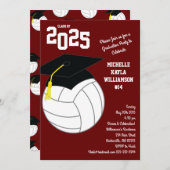 Volleyball Abschluss Sportmaroon Einladung (Vorne/Hinten)