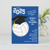 Volleyball Abschluss Sports Blue Einladung (Stehend Vorderseite)