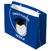 Volleyball Abschluss Sports Blue Große Geschenktüte (Rückseite Schrägansicht)