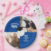 Volleyball Abschluss Sports Blue Pappteller (Party)