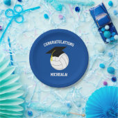 Volleyball Abschluss Sports Blue Pappteller (Party)