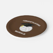 Volleyball Abschluss Sports Brown Pappteller (Schrägansicht)