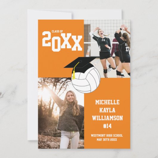 Volleyball Abschluss Sports Orange Ankündigung (Vorderseite)