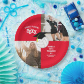 Volleyball Abschluss Sports Red Pappteller (Party)