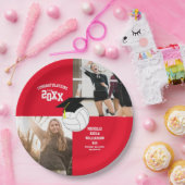 Volleyball Abschluss Sports Red Pappteller (Party)