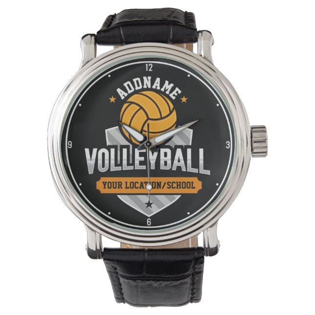 Volleyball ADD TEXT School Varsity Team Player Armbanduhr (Vorderseite)