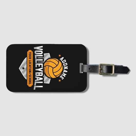 Volleyball ADD TEXT School Varsity Team Player Gepäckanhänger (Vorderseite (Horizontal))