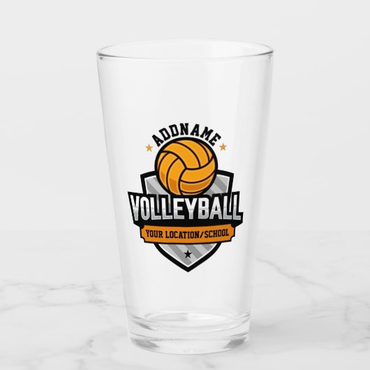 Volleyball ADD TEXT School Varsity Team Player Glas (Vorderseite)