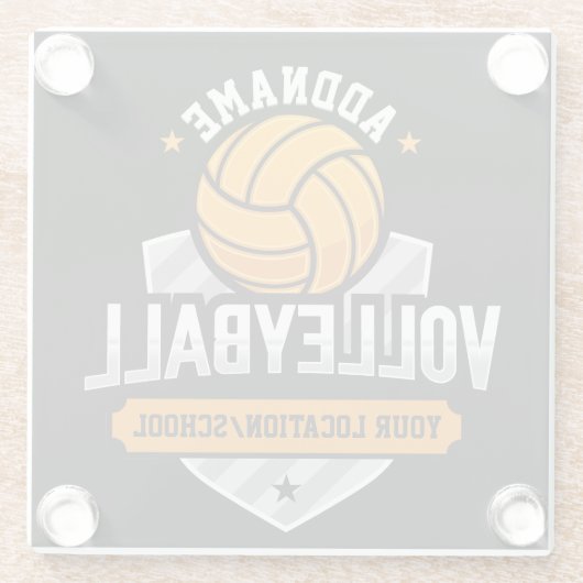 Volleyball ADD TEXT School Varsity Team Player Glasuntersetzer (Rückseite)