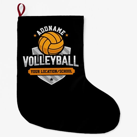Volleyball ADD TEXT School Varsity Team Player Großer Weihnachtsstrumpf (Vorderseite)