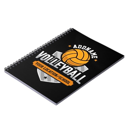 Volleyball ADD TEXT School Varsity Team Player Notizblock (Linke Seite)