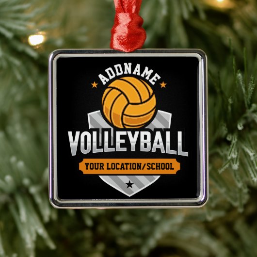 Volleyball ADD TEXT School Varsity Team Player Ornament Aus Metall (Baum)