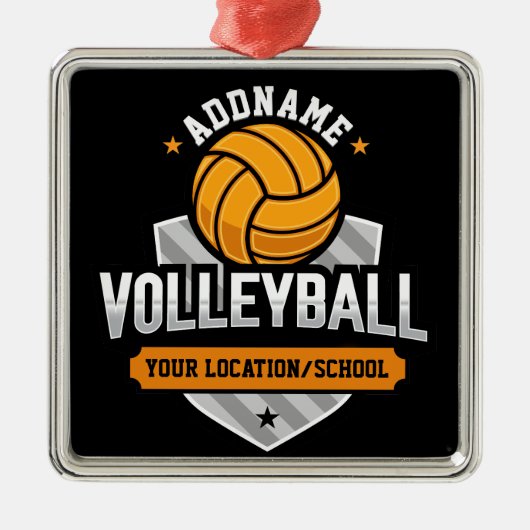 Volleyball ADD TEXT School Varsity Team Player Ornament Aus Metall (Vorne)
