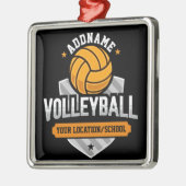 Volleyball ADD TEXT School Varsity Team Player Ornament Aus Metall (Links)