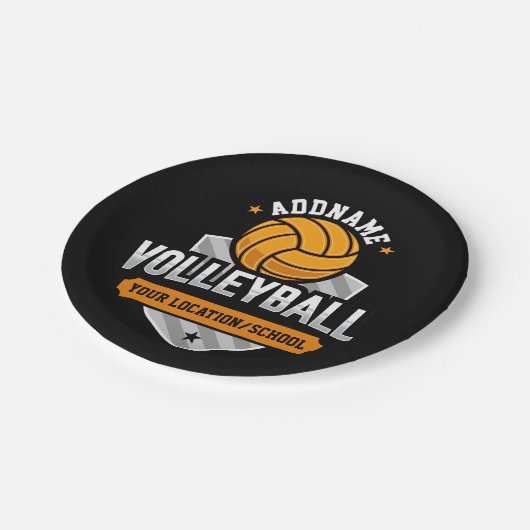 Volleyball ADD TEXT School Varsity Team Player Pappteller (Schrägansicht)