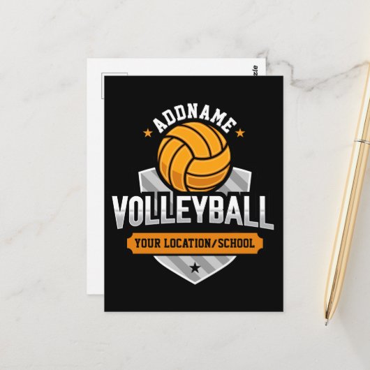 Volleyball ADD TEXT School Varsity Team Player Postkarte (Vorderseite/Rückseite Beispiel)