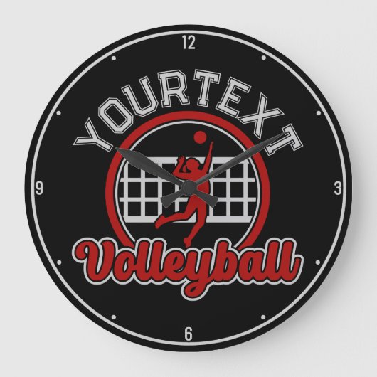 Volleyball ADNAME Spike Ball Attack Team Sport Große Wanduhr (Vorderseite)