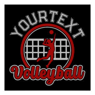 Volleyball ADNAME Spike Ball Attack Team Sport Poster