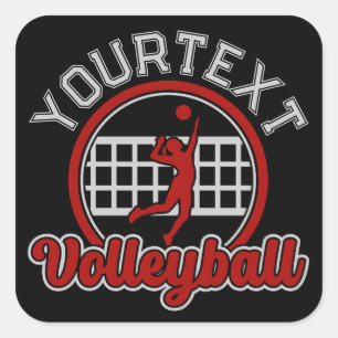 Volleyball ADNAME Spike Ball Attack Team Sport Quadratischer Aufkleber
