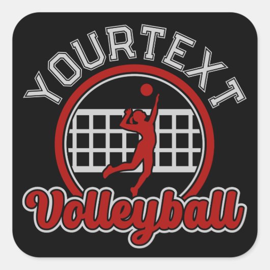 Volleyball ADNAME Spike Ball Attack Team Sport Quadratischer Aufkleber (Vorderseite)