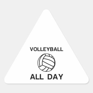 Volleyball all day dreieckiger aufkleber