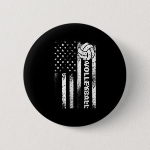 Volleyball American Flag  Fun USA Patriotic Athlet Button