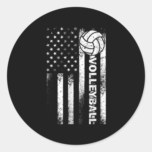 Volleyball American Flag Fun USA Patriotic Athlet Runder Aufkleber (Vorderseite)