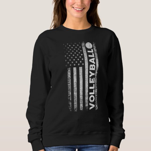 Volleyball-Amerikanische Flagge Sweatshirt (Vorderseite)