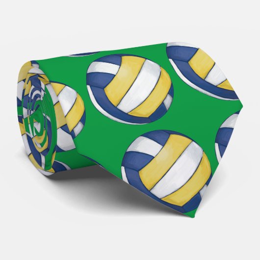 Volleyball Art Pattern Grüne Krawatte (Gerollt)
