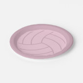 Volleyball Art Pink oder CUSTOM FARBE Pappteller (Schrägansicht)