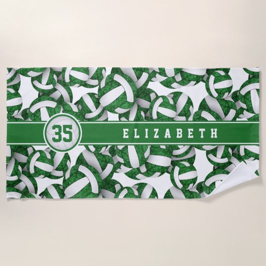 Volleyball-Athleten Grün weiß, benutzerdefinierte  Strandtuch (Vorderseite)