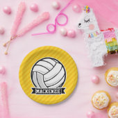 Volleyball auf Gelben Streifen Pappteller (Party)