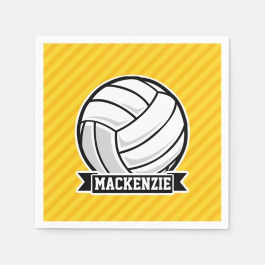Volleyball auf Gelben Streifen Serviette (Vorderseite)