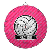 Volleyball auf Neon Pink Streifen Dartscheibe (vorne)